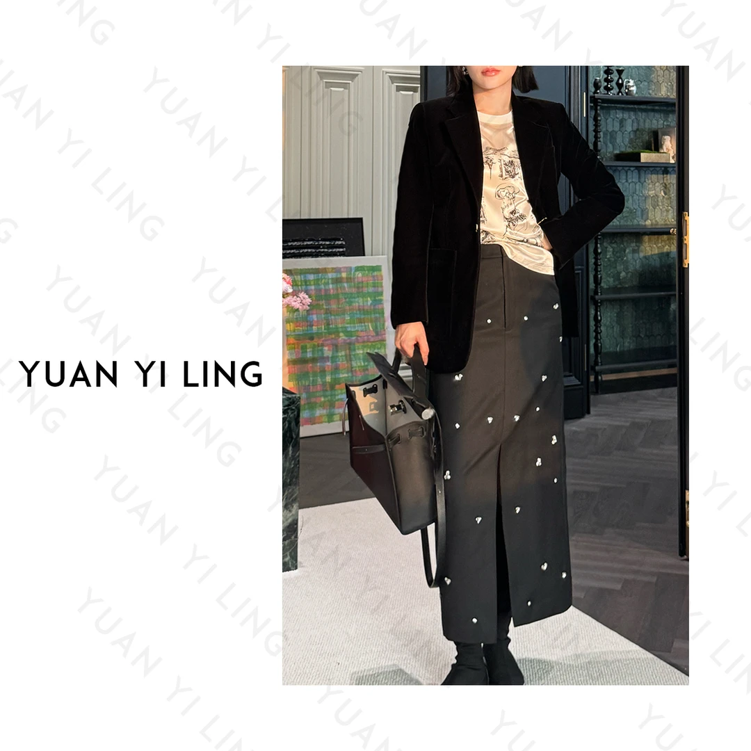 袁艺灵【满天星】25春夏新纯手工法式钉花设计优雅时髦半身裙