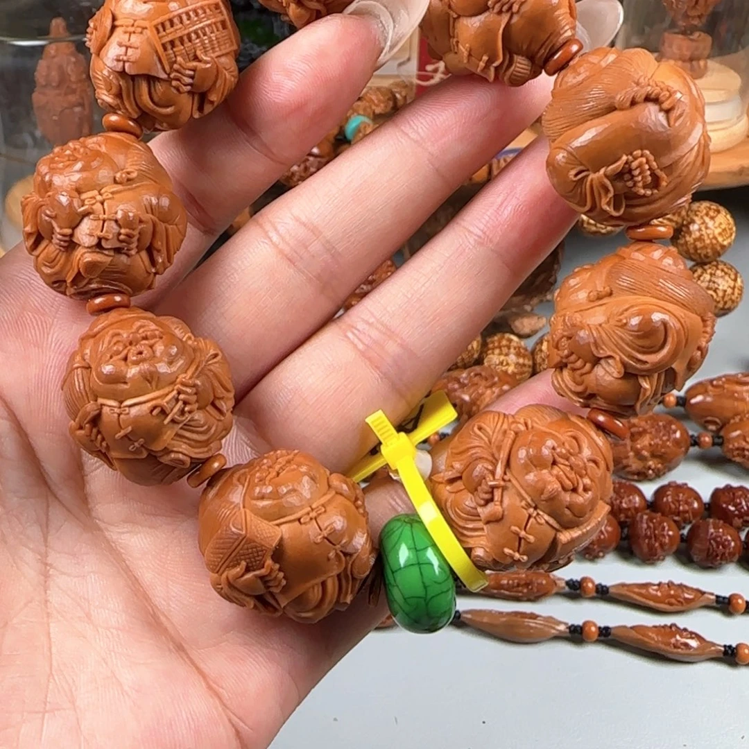 手串/手链橄榄核宽2.4鸡血红梅林核留刀痕地主财神
