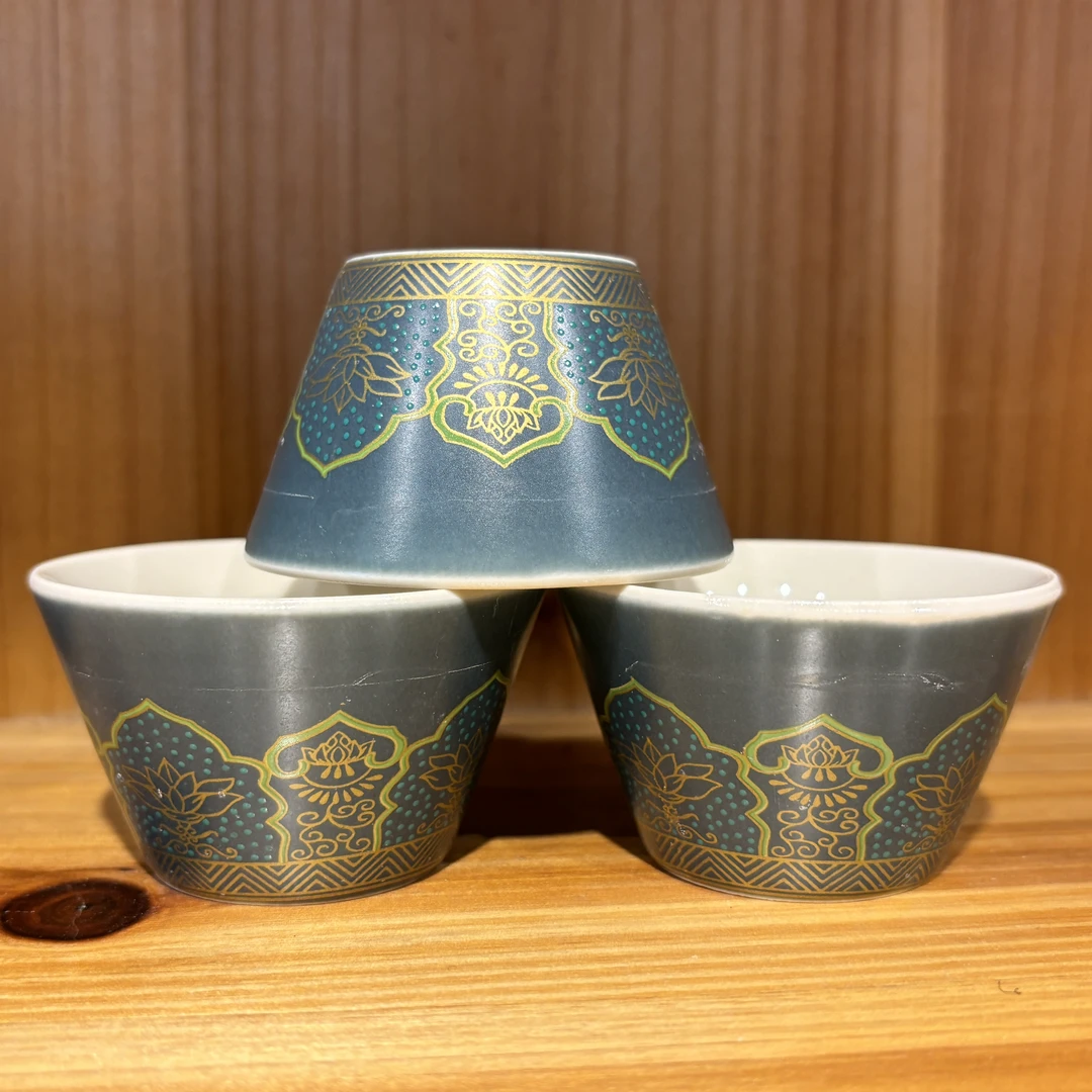 G1461-蓝款宝相花一壶三杯加茶叶罐旅行装