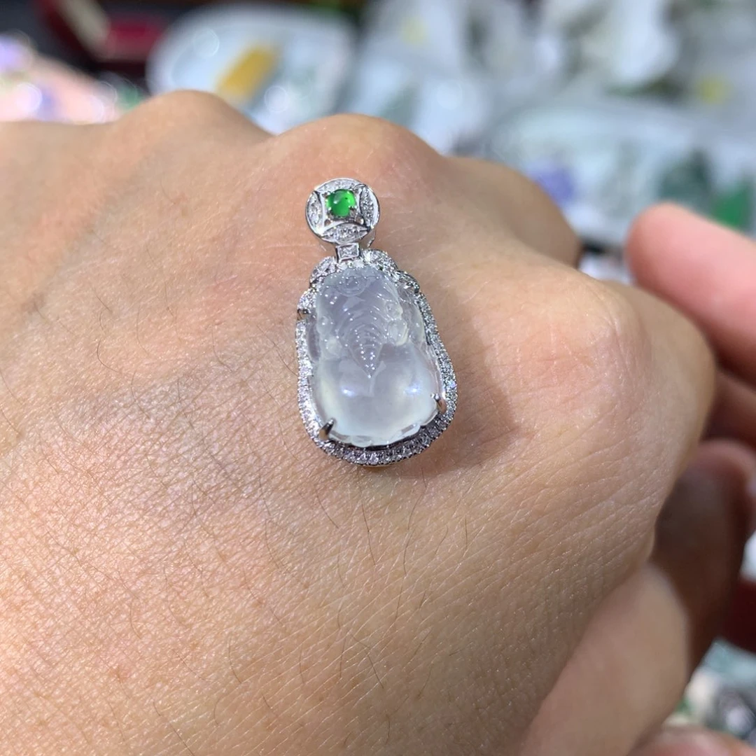 翡翠18K金镶嵌吊坠(不含链)