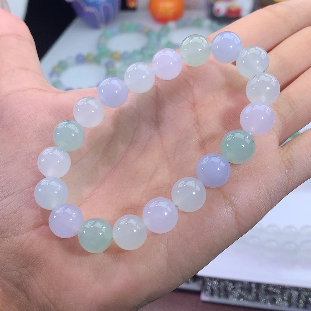 翡翠未镶嵌手链26号 清新甜美马卡龙手串
