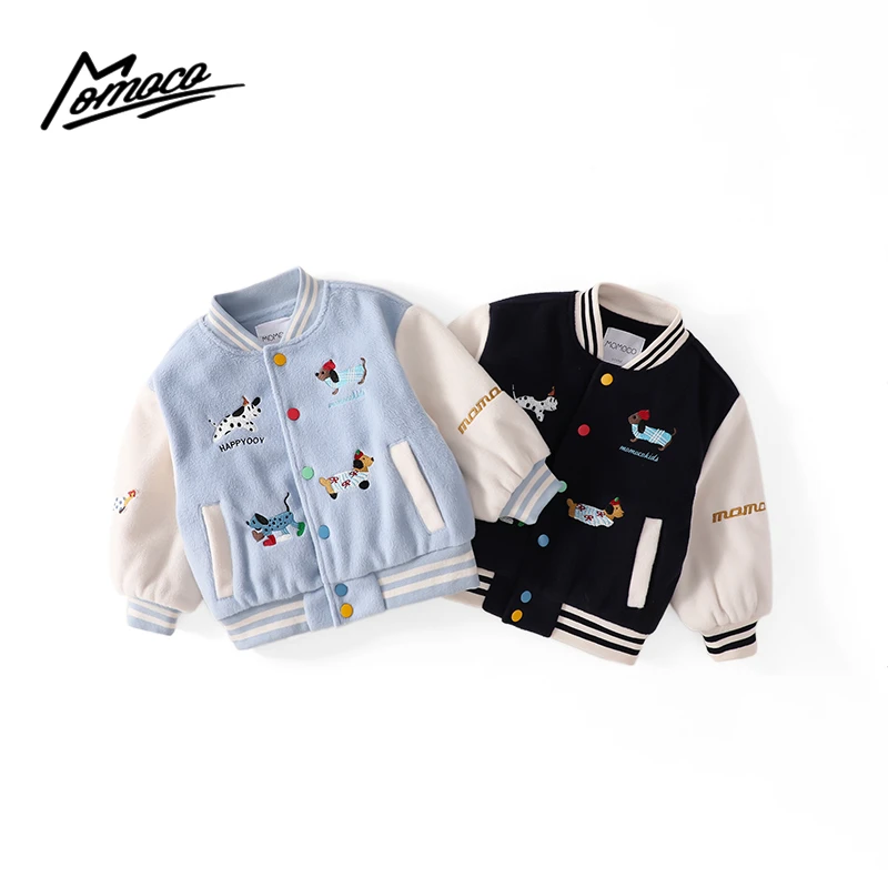 MOMOCO冬季男童棒球服棉衣卡通刺绣棉服加厚外套75480121001&2