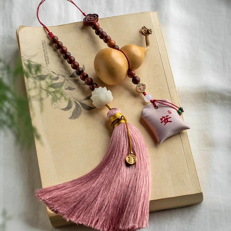 天然葫芦汽车后视镜挂件菩提莲花香囊福袋平安车载装饰品礼物