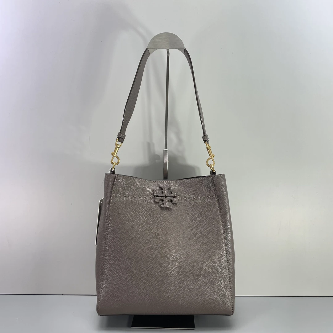 90新 TORY BURCH/汤丽柏琦 小林/灰色大水桶包25x26x11cmBG050803