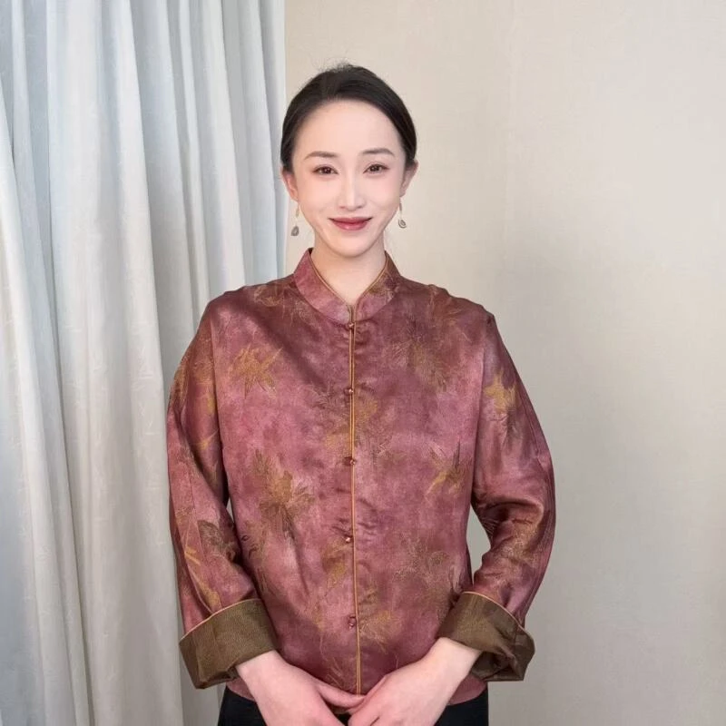 【暗香】2025春夏季新款双面穿织金提花小衫CR