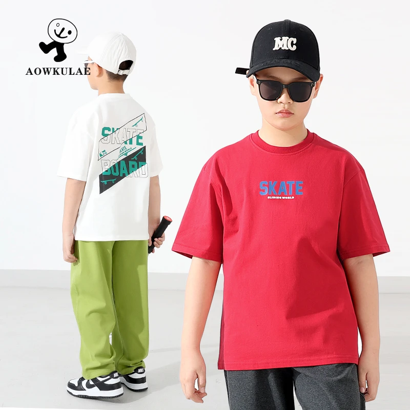 夏季童装韩版新款儿童休闲短袖 中大童潮款印花上衣男童短袖批发