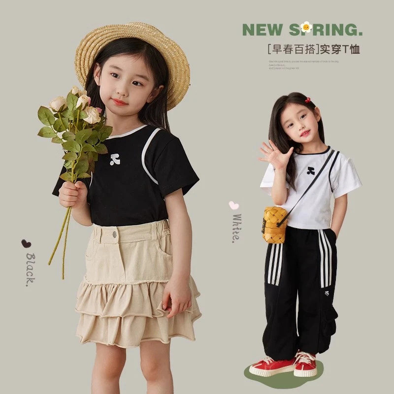 爱上靓妞女童短袖T恤2024春夏装新款儿童加厚奥戴尔t百搭内搭q