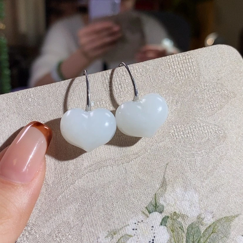 【闪购商品】吊坠(不含链)18K金镶嵌和田玉耳饰