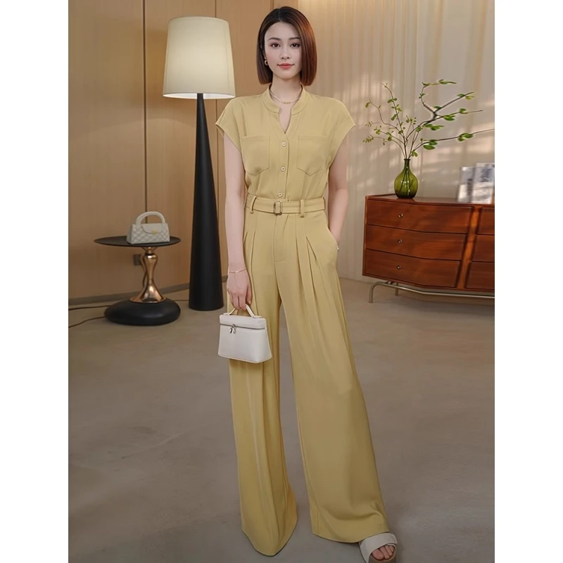 高级感轻奢套装女2025年夏季新款时尚气质显瘦上衣阔腿裤两件套潮