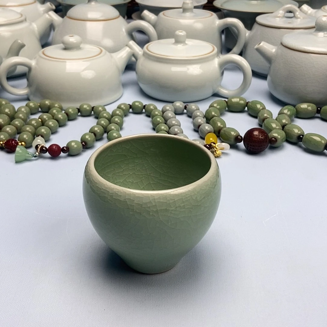 杯青绿釉鸡心杯原矿原釉原产地