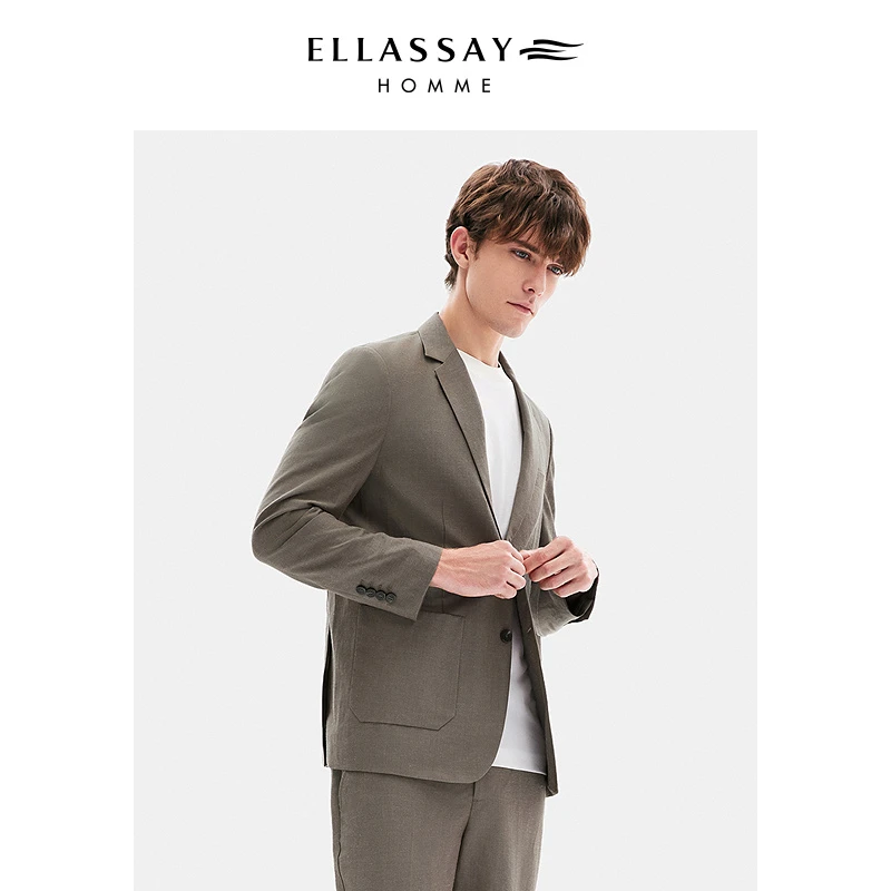 ELLASSAY/歌力思新款羊毛苎麻混纺西装老钱风外套男|EME362T01300