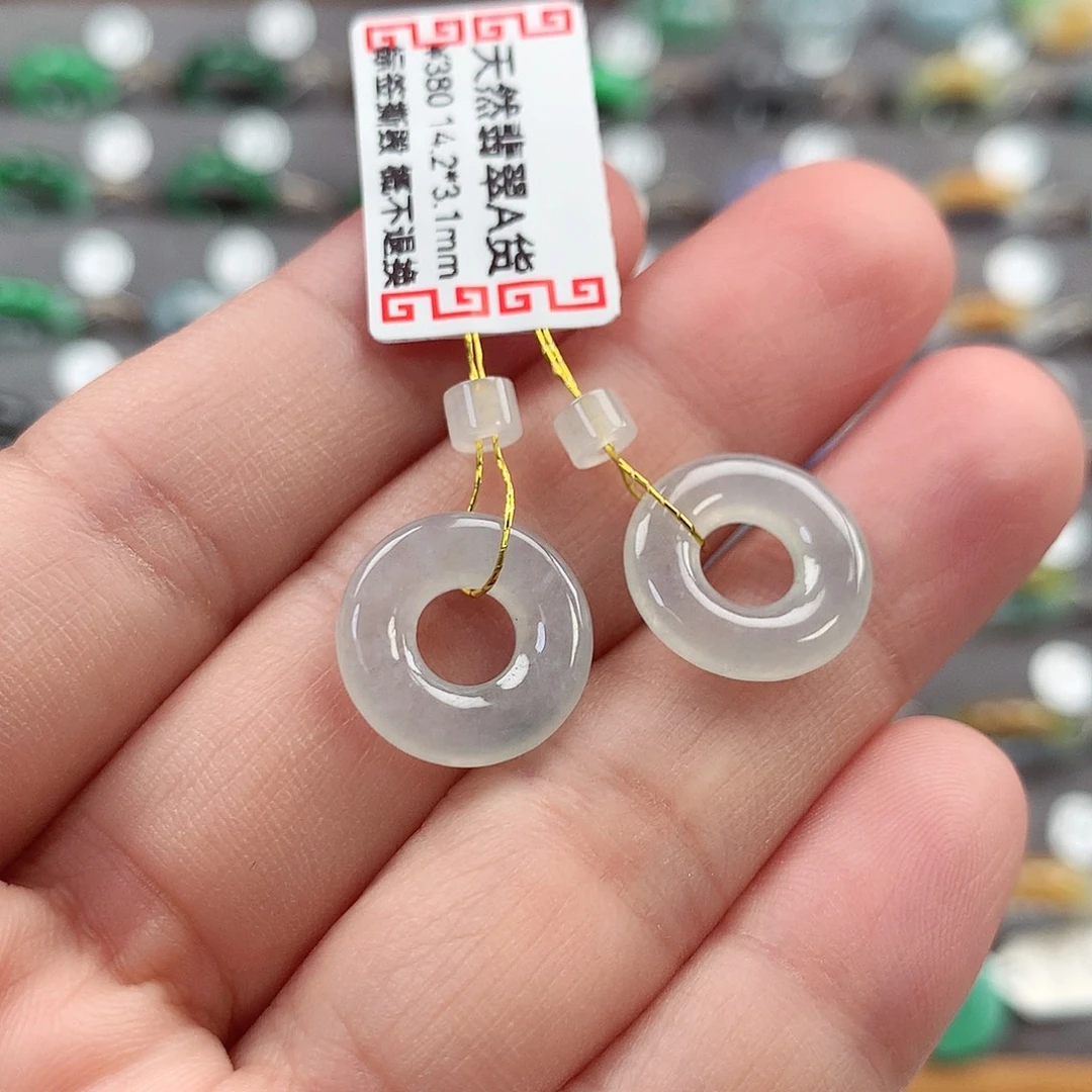 翡翠未镶嵌耳饰甜甜圈