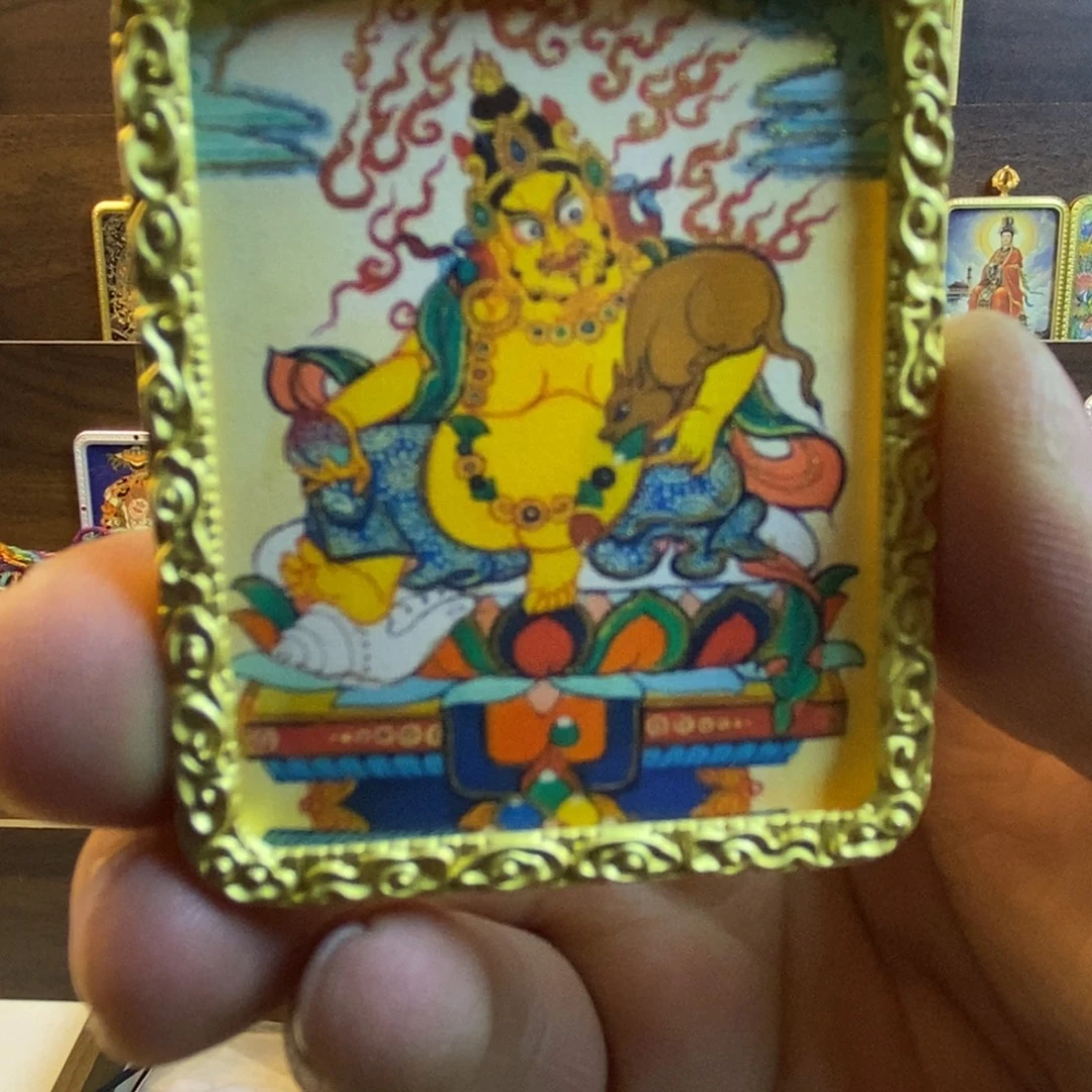 吊坠单面唐卡黄财神吊坠