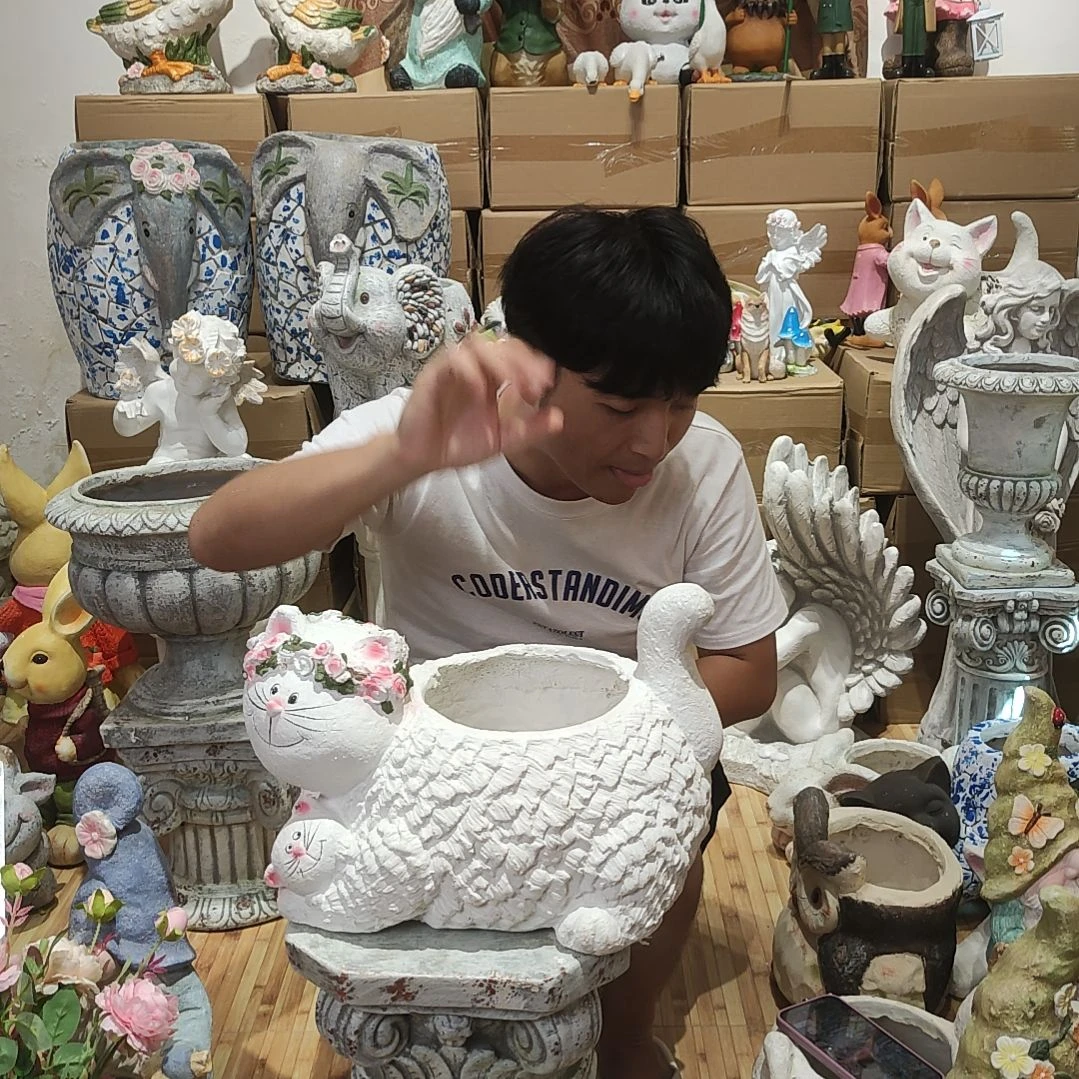 合成树脂母子猫咪花盆