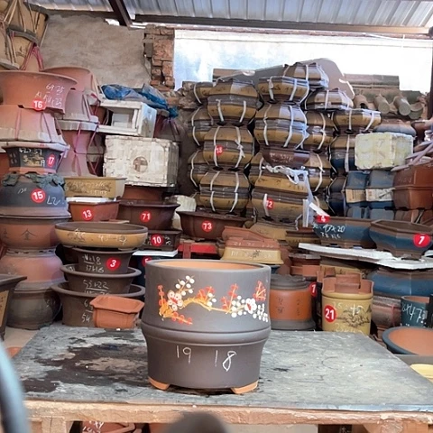 紫砂花盆竹节一个