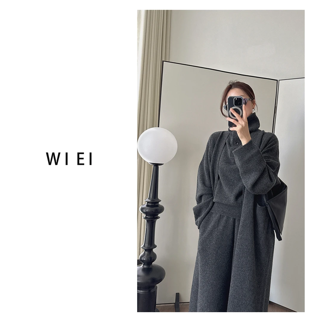 《WI EI》珍宝*重磅牦牛绒&羊毛_極简廓形ROW针织多件套W25309107