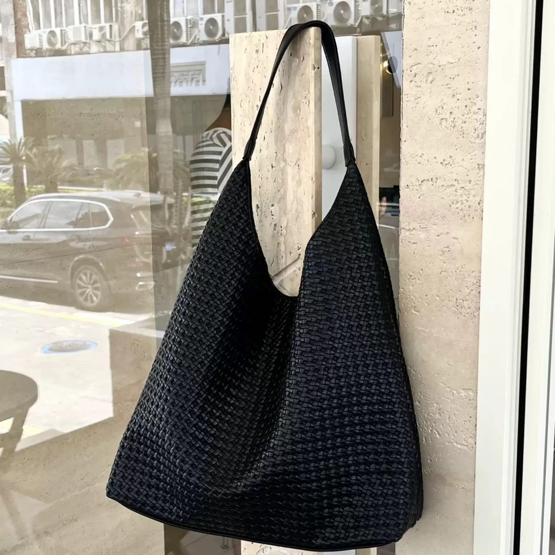 【银角大王】韩系百搭柔软编织纹通勤托特包腋下！大容量单肩托特包