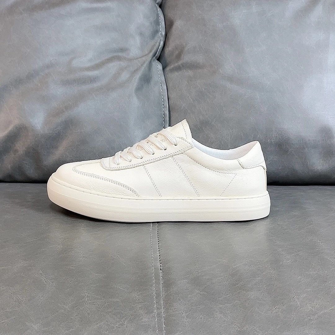 2025新款头层牛皮德训小白鞋软底透气时尚百搭厚底潮鞋 88096