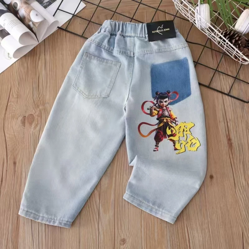 532202男童春装2025年新款春秋款牛仔裤运动痞帅潮