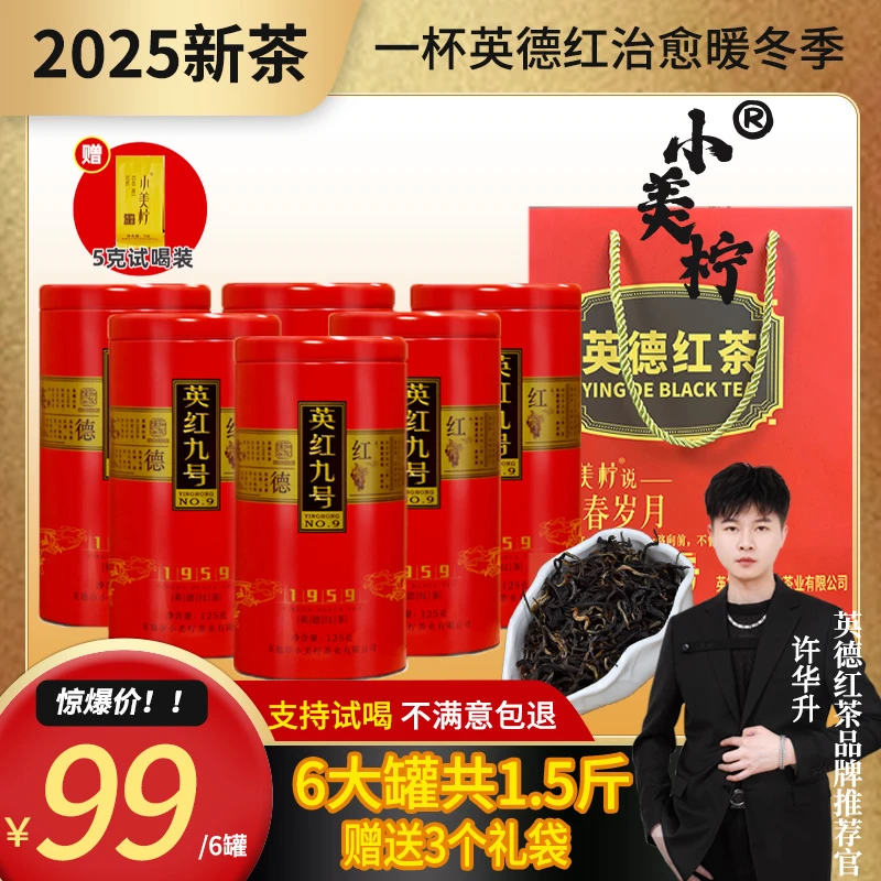 【许华升推荐】小美柠英红九号正宗英德红茶英红9号红茶罐装茶叶