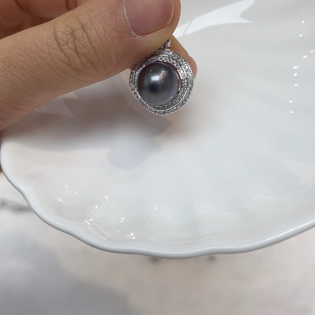 银S925镶嵌吊坠(不含链)海水珍珠