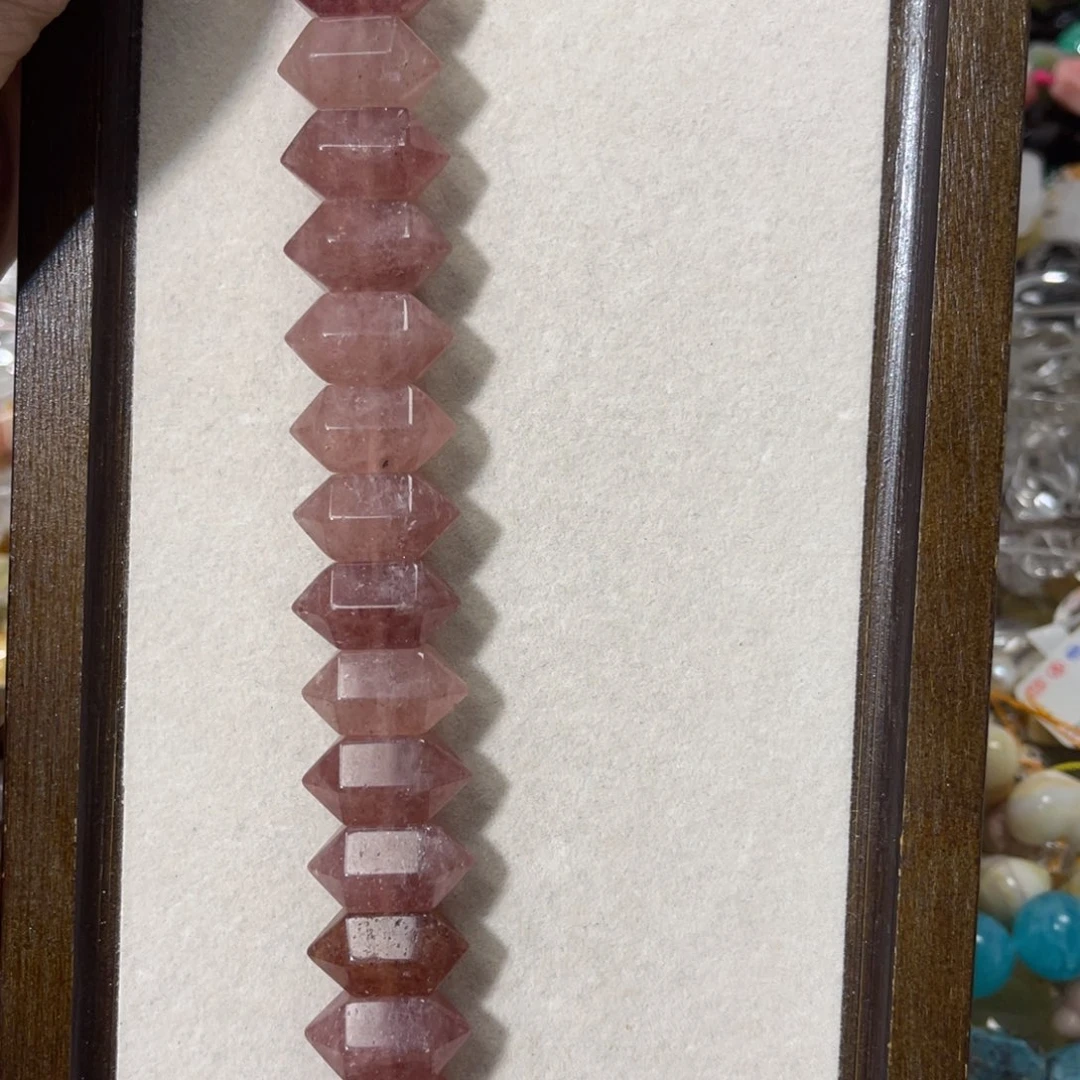 玛瑙/玉髓散珠八角切草莓晶到手20颗
