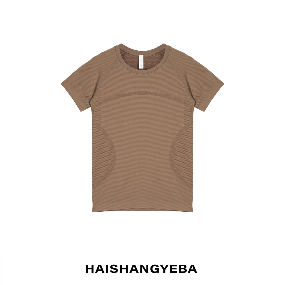 【海上叶爸】新款2025夏季百搭氨纶圆领套头休闲瑜伽T恤