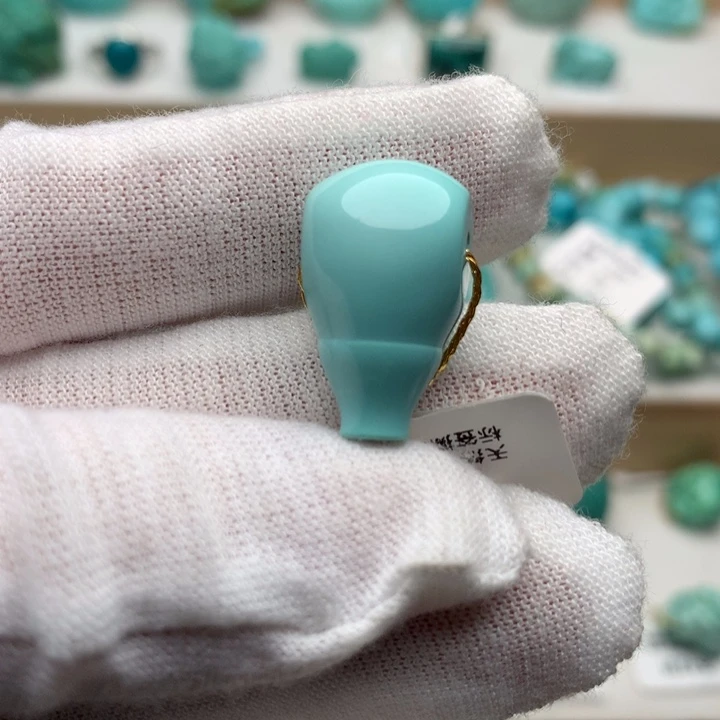 绿松石未镶嵌珠宝奇石丫角山精品三通12*20.7mm