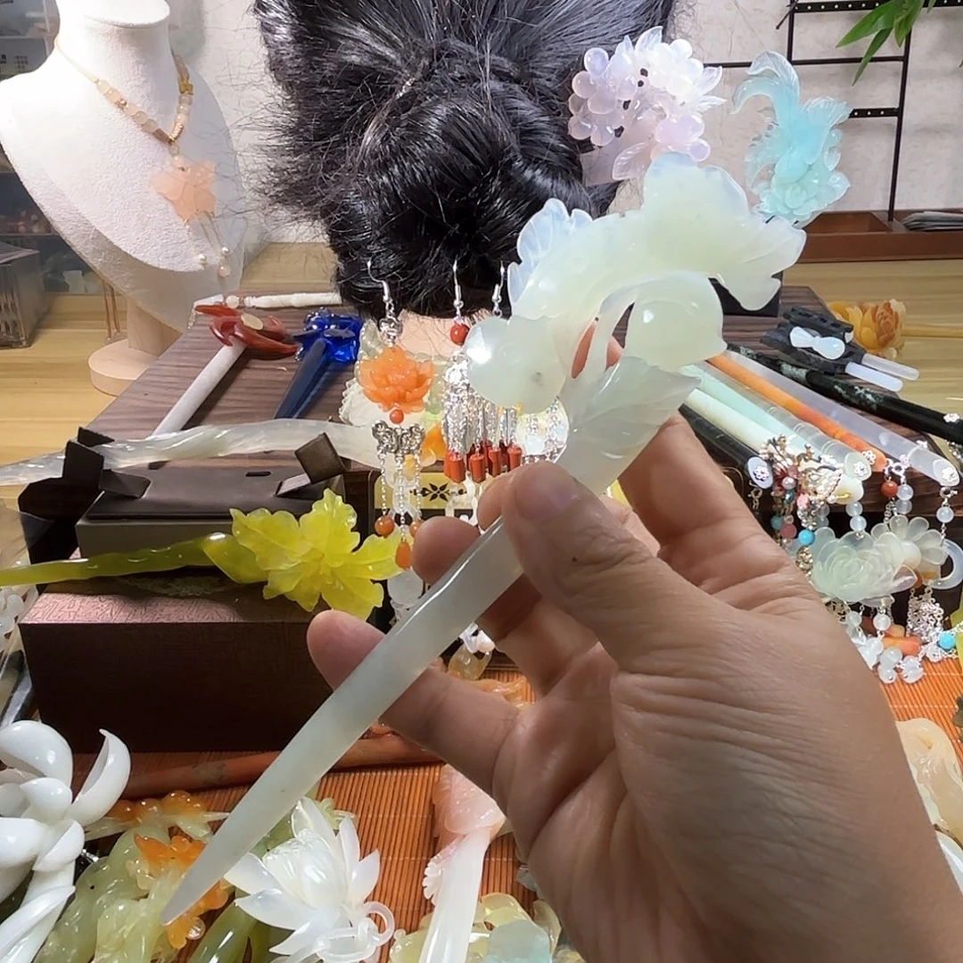 蛇纹石玉合金发饰