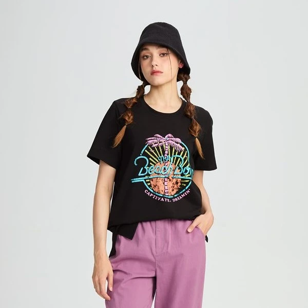 水淼印花休闲短袖T恤0675