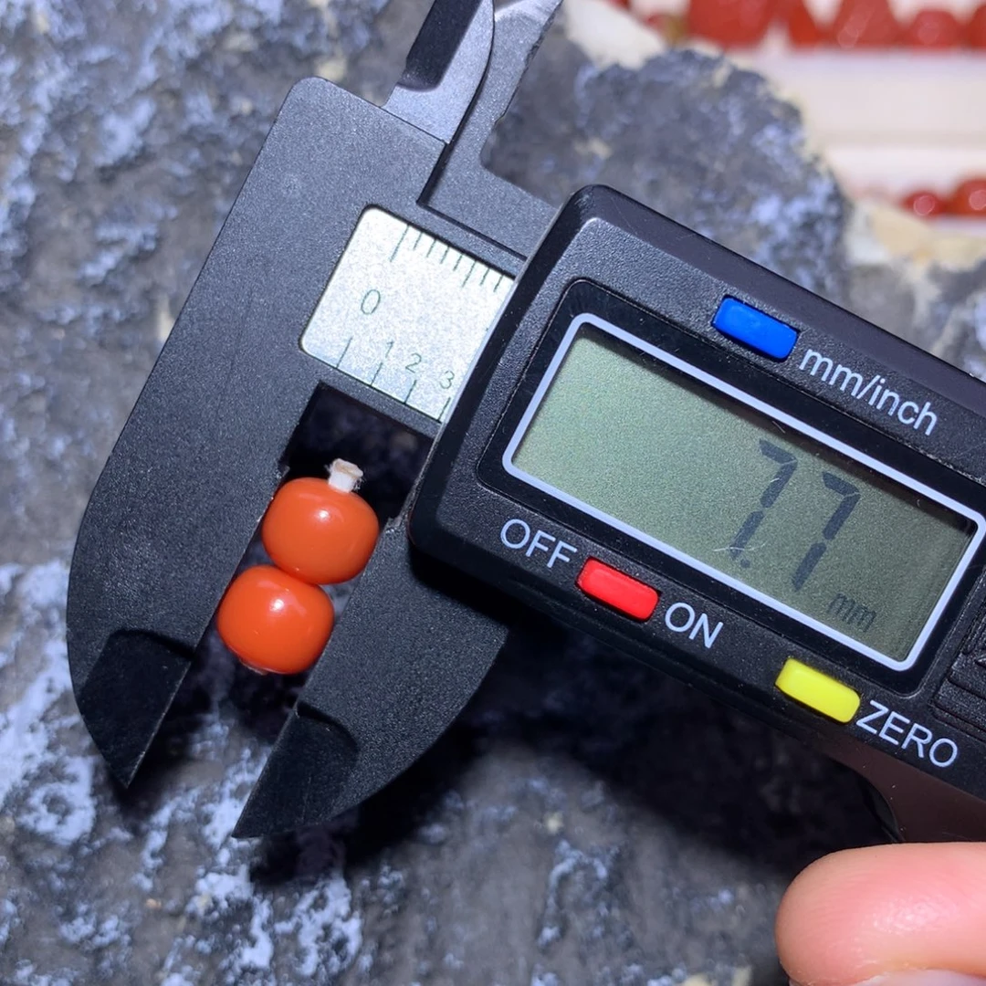 南红玛瑙未镶嵌肉料柿子老型对珠7.7×6.6微微微纹