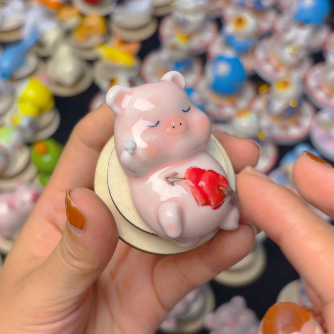 有机玻璃景德镇陶瓷转转爱心猪