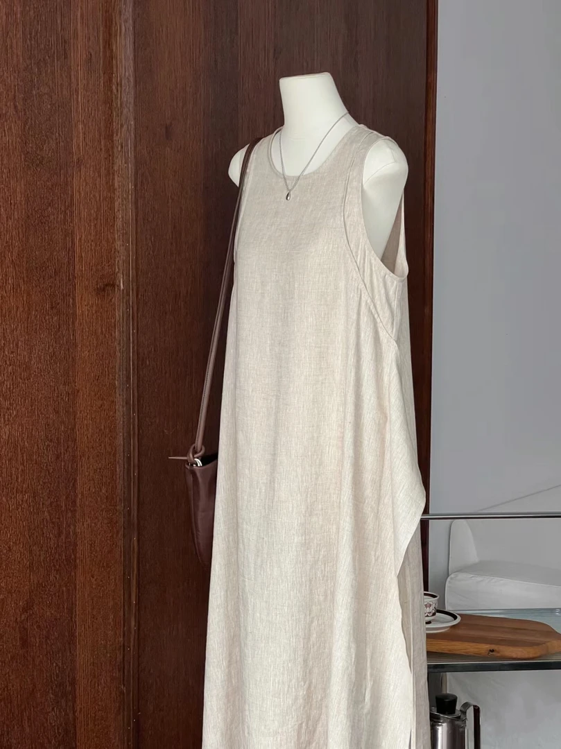 麻料宽松连衣裙气质(直播间过款拍非主图款)