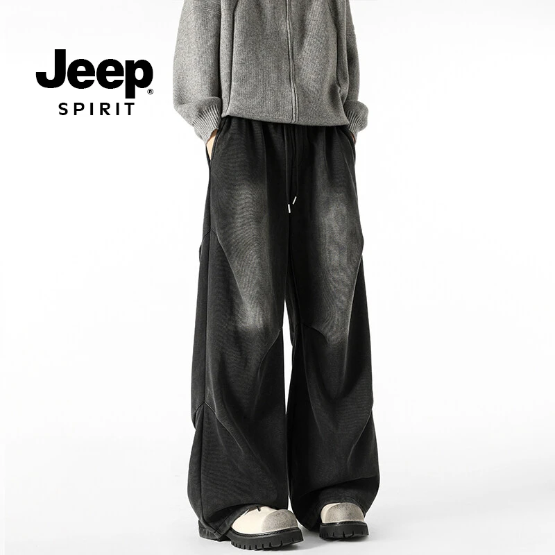 JEEPSPIRIT百搭裤子宽松休闲裤抽绳卫裤复古秋