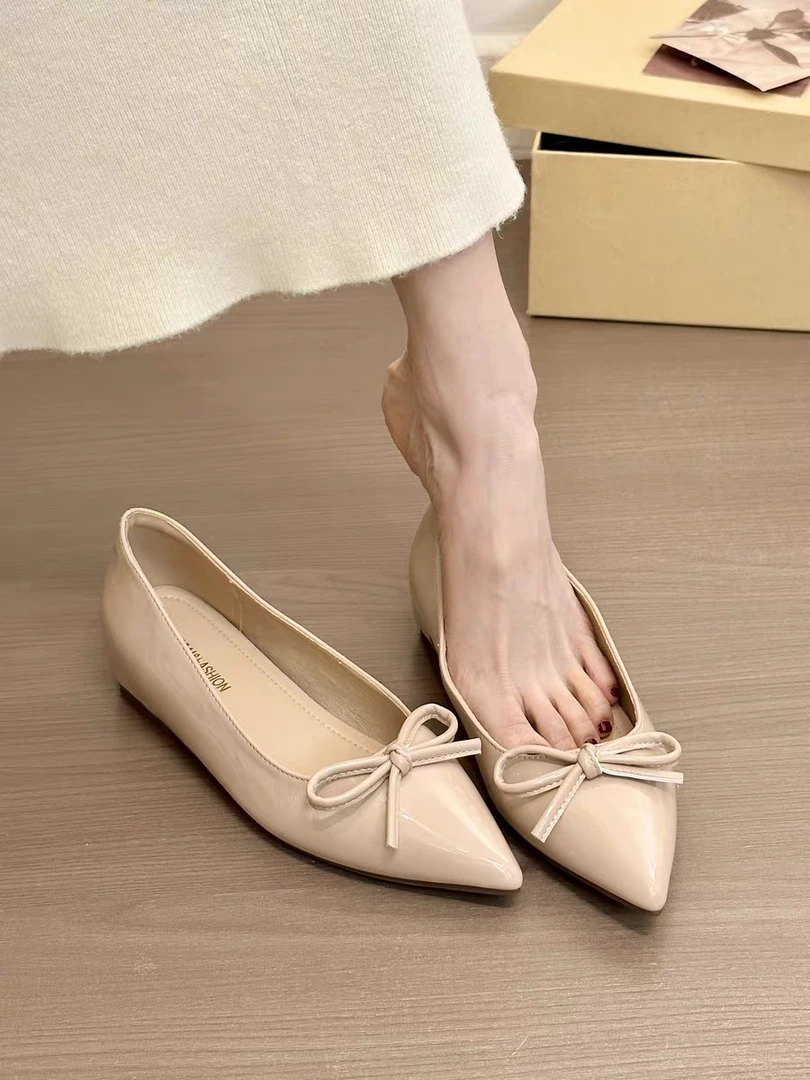 titing韩女穿搭！气质蝴蝶结尖头内增高单鞋女春2025韩版厚底单鞋