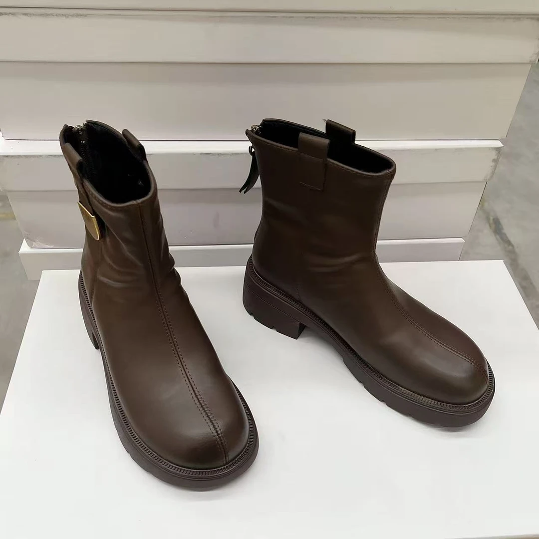 WL113  新款时尚厚底法式瘦瘦靴时装短靴加绒