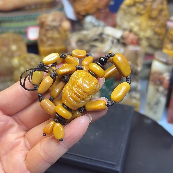 寿山石印石项链 龙柱