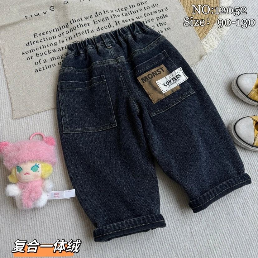 6G04。12052冬季一体绒牛仔裤童装