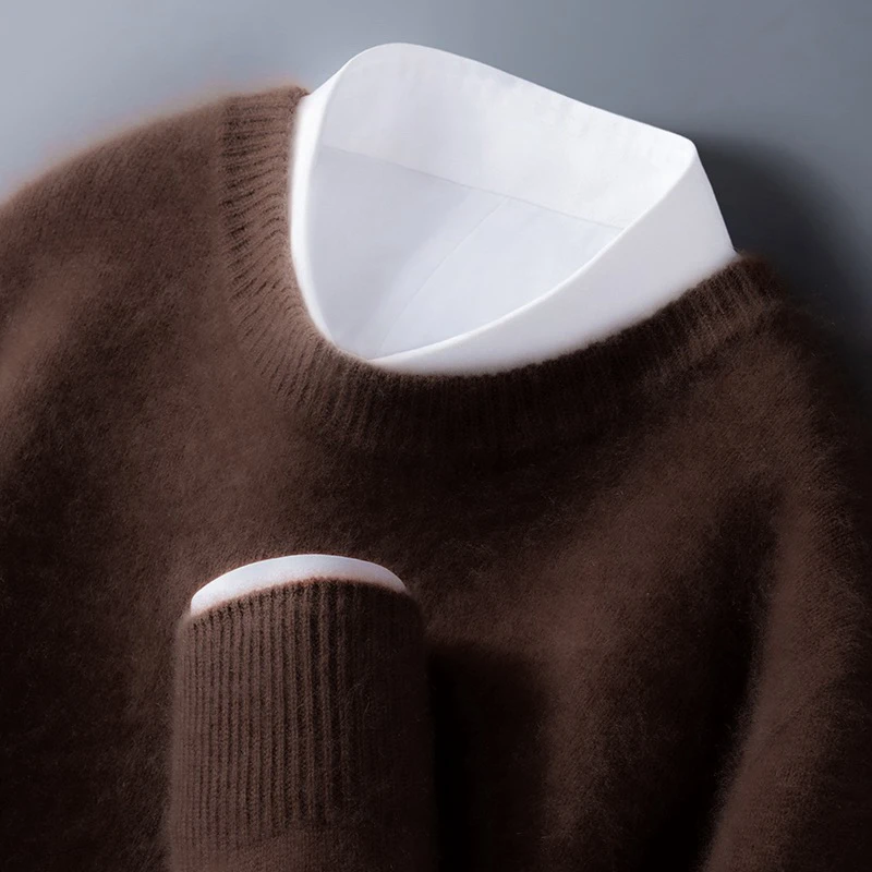 均300克中等厚度圆领宽松针织毛衣秋冬百搭内搭厚款打底衫