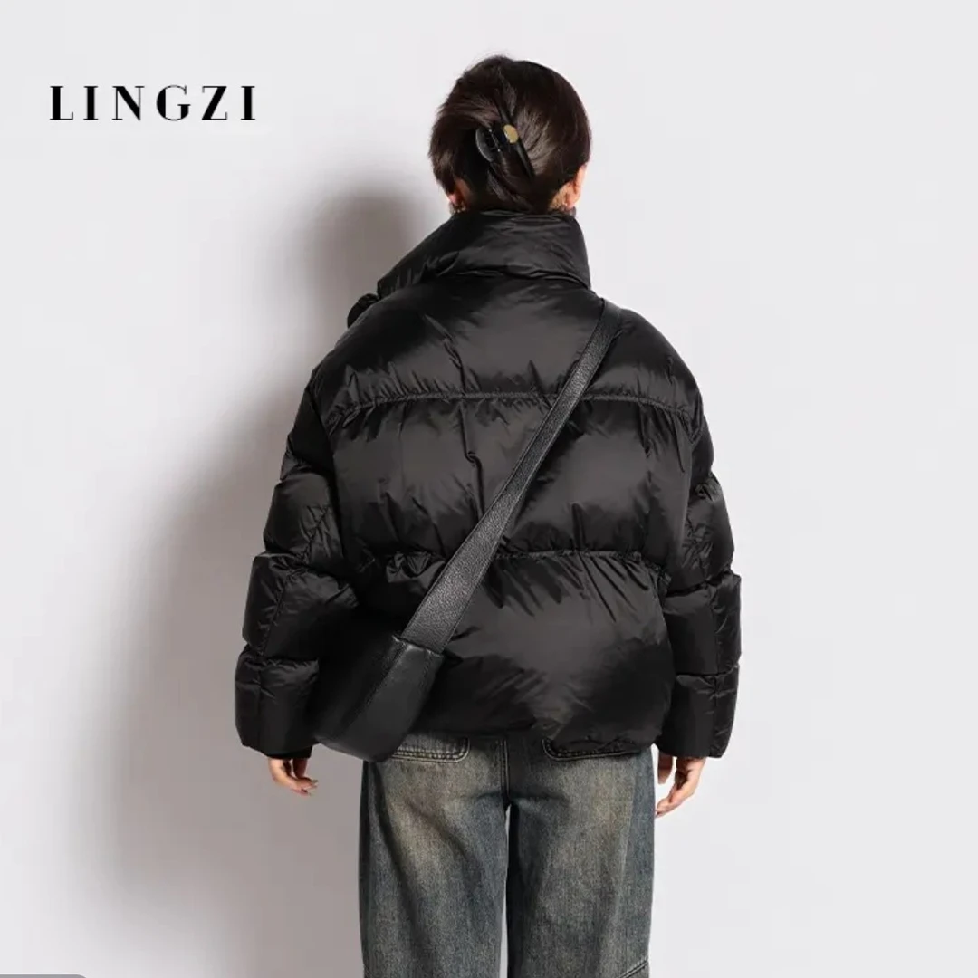 LINGZI/领姿 冬季长袖立领短款时尚潮流纯色百搭女装羽绒4130189