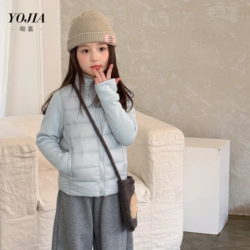 YOJIA女童轻薄羽绒服立领冬装新款学生校服神器内搭儿童冬装外套