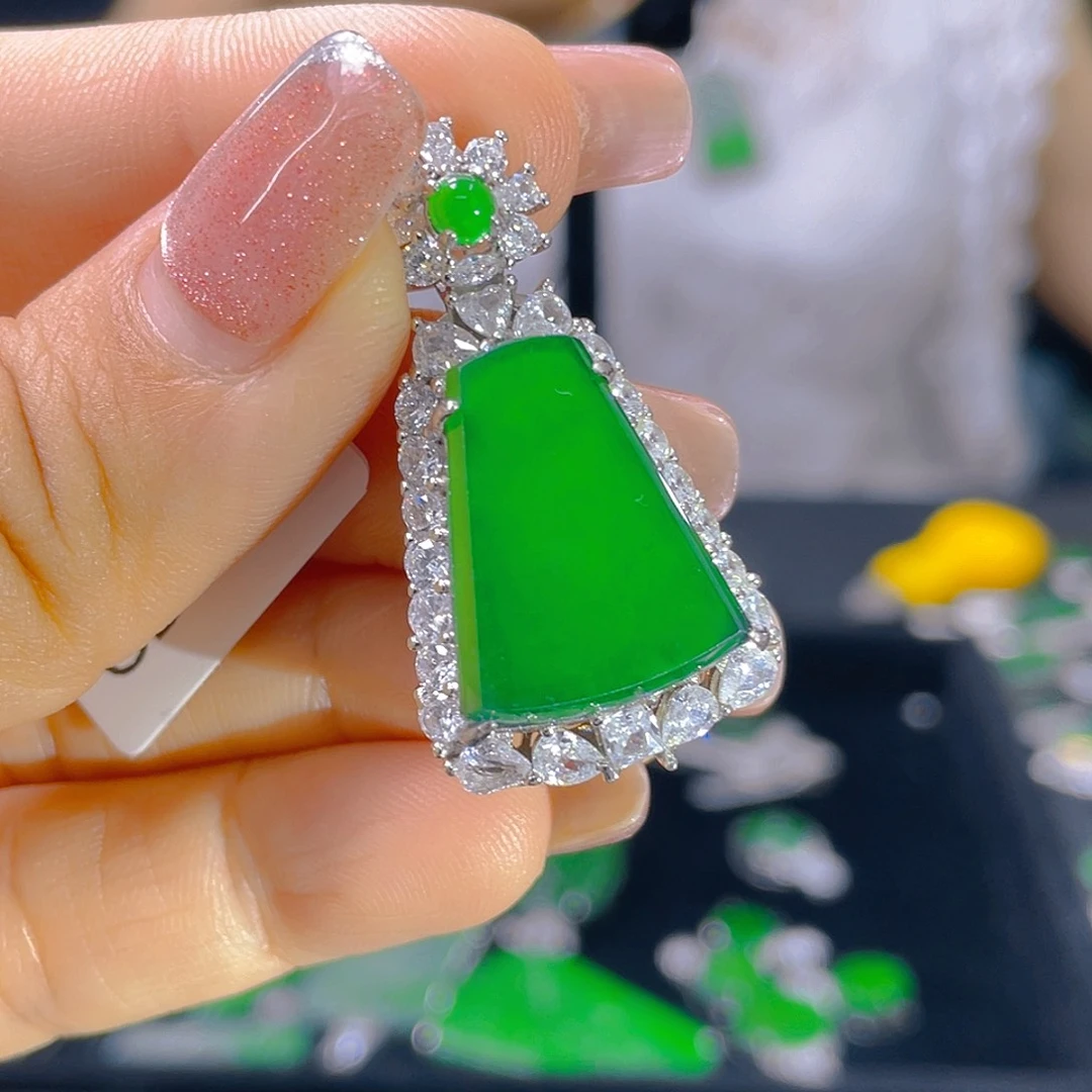 翡翠银S925镶嵌颈饰天然