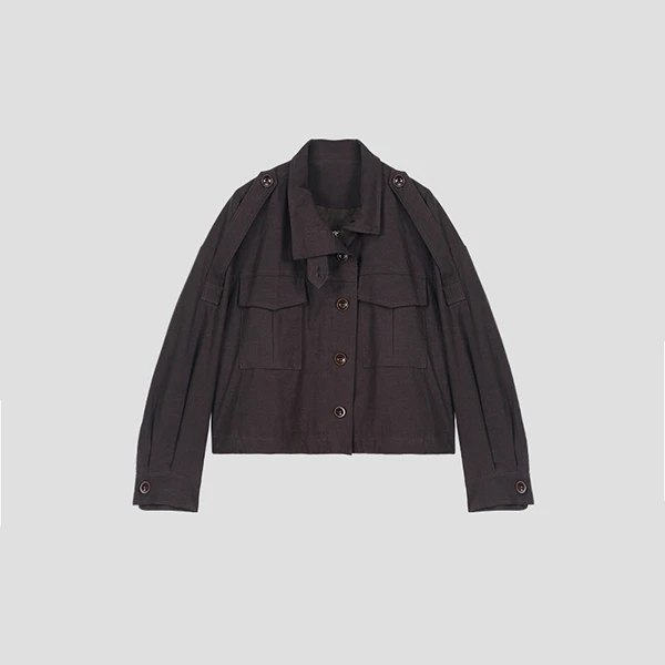 【伦敦日记】  秋季新款翻领单排扣拉链宽松休闲百搭外套LXY