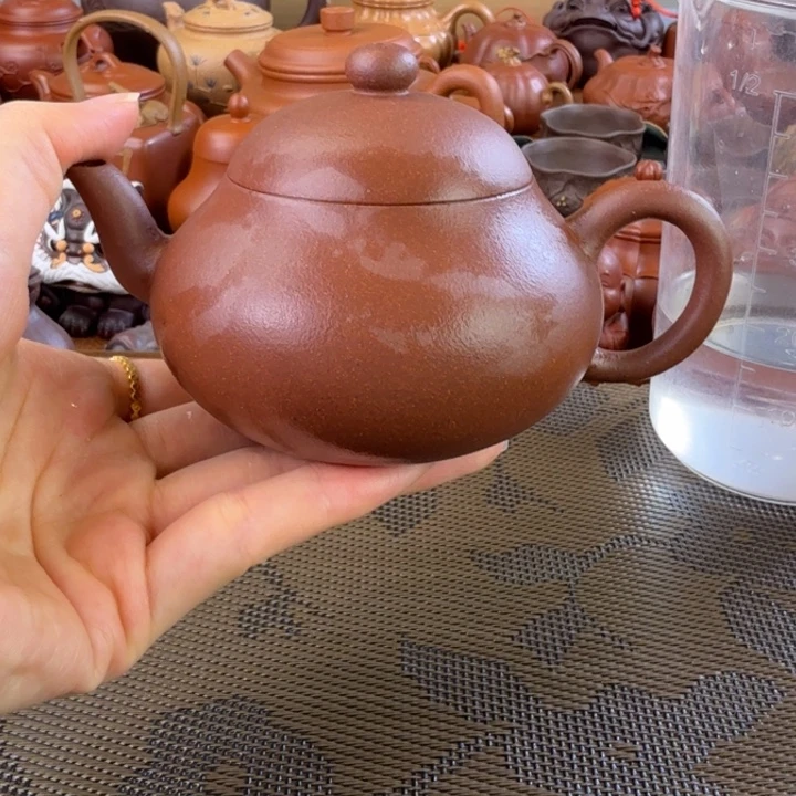 茶壶紫砂紫泥全手梨形150