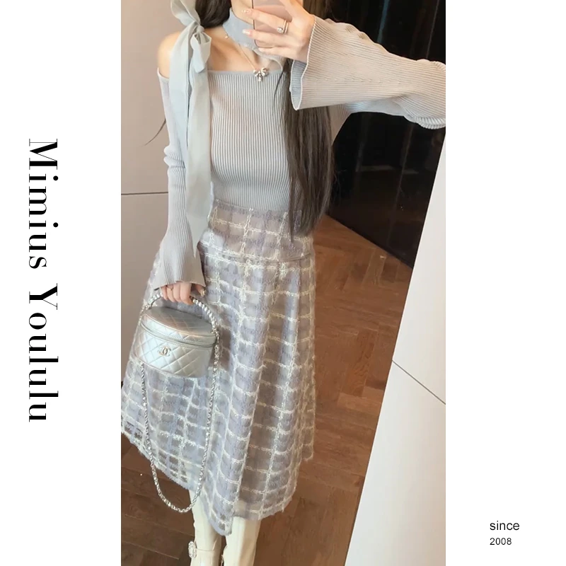 【mimius】&游鹿鹿 25春夏露肩针织衫+半裙 汉服()F12228