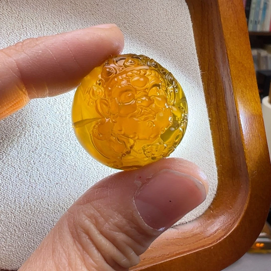 琥珀颈饰未镶嵌黄财神26mm