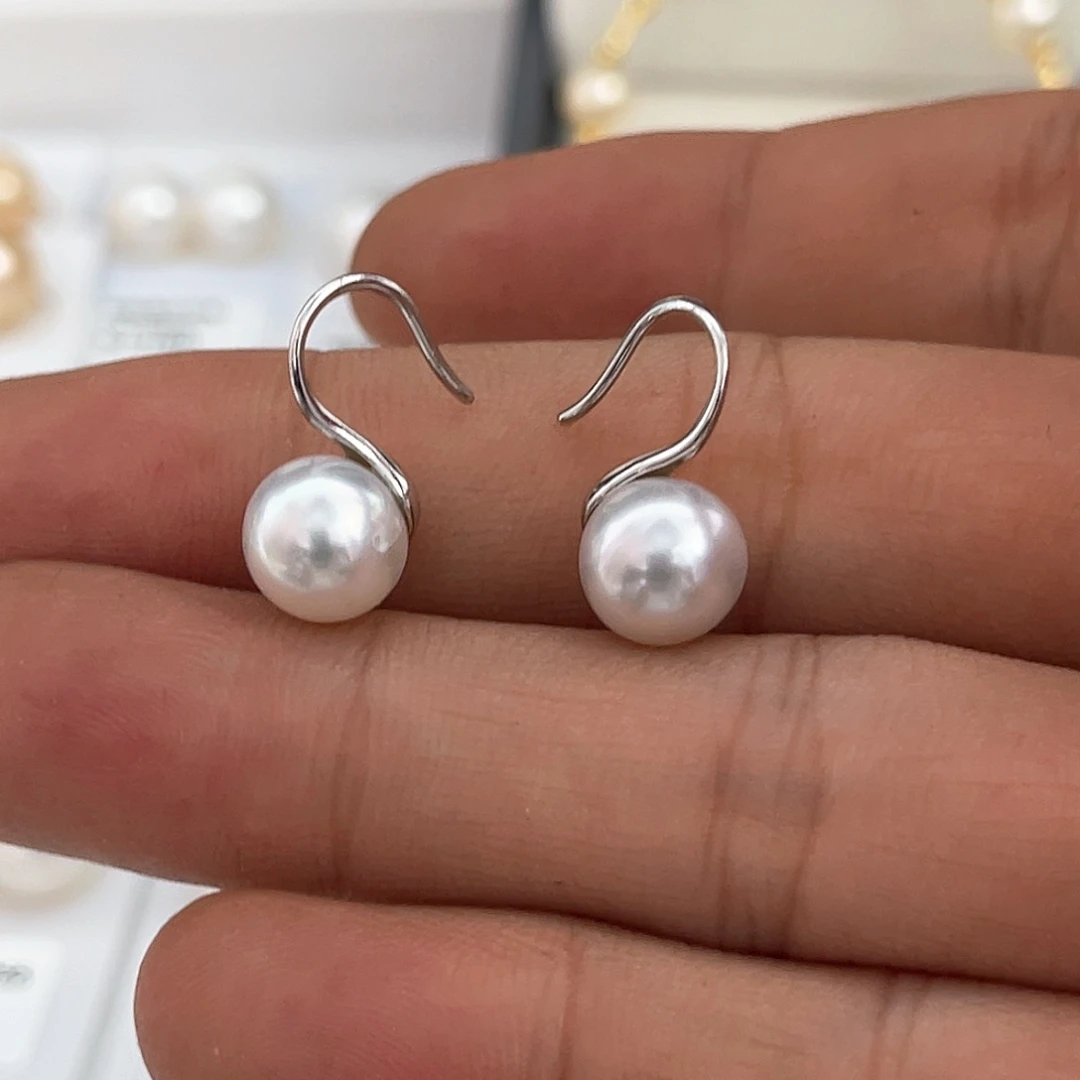 银S925镶嵌耳饰海水珍珠