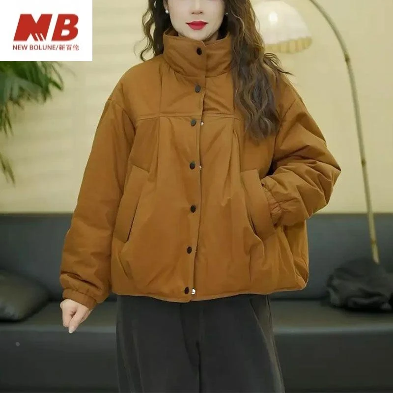 新百伦【奥莱撤柜】2025冬季新款时尚休闲棉衣外套女宽松显瘦加厚