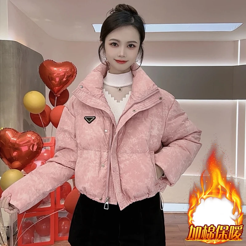 时尚短款立领棉服外套女2025年冬季新款小个子加棉加厚棉衣面包服