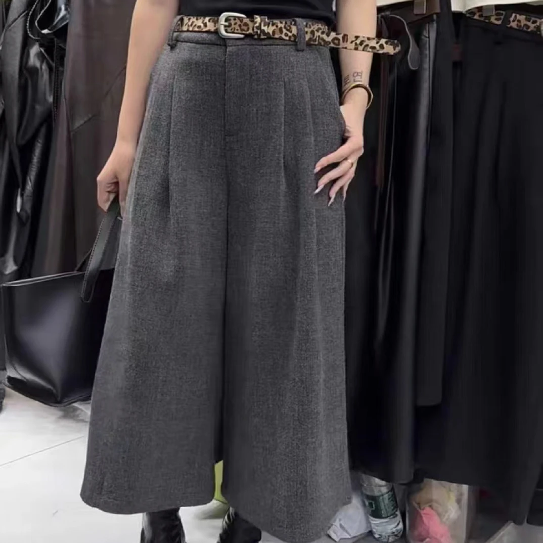 百搭时尚休闲裤2025秋季新款女装设计高级感慵懒风阔腿八分裤